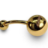 14K Solid Gold Belly Button Ring with Fixed Bottom Hollow Ball Lightweight 14G Navel Piercing size 8mm to 12mm