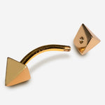 14K Gold Pyramid Design Spike Eyebrow Piercing Curved Barbell Piercing, Cartilage Piercing, Belly Ring - 14G Body Jewellery Gold Bent Bar