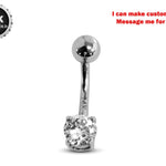14K Solid Gold Dangle Earrings 16G Curved Barbell with Prong Set CZ Stone - Beautiful Design and Unique Piercing