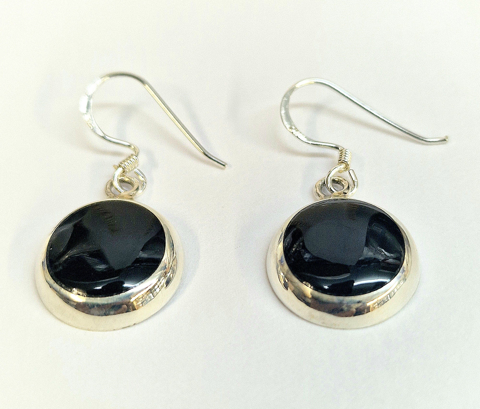 Silver Drop Dangle Earrings and Pendant Sets with Genuine Onyx Stones