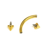 Titanium Gold Spike Eyebrow Jewelry 16G 14G Internally Threaded Curved Barbell Cones/Spike Lip Piercing, Rook Barbell, Cartilage Piercing