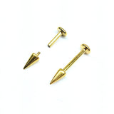 Titanium Cone/Spike Gold Labret Stud Internal Threaded Lip Piercing, Lip Jewellery, Cartilage Earring 16G 14G Body Piercing