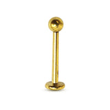 Titanium Gold Labret Stud Piercing 16G 14G Internally Threaded Lip Jewellery, Lip Ring, Tragus Earring - 6mm to 12mm