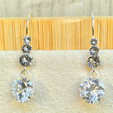 Silver Drop Dangle Beautiful Shiny CZ Crystal Earrings - This exquisite earring captivates with its timeless elegance.