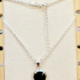 Silver Drop Dangle Earrings and Pendant Sets with Genuine Onyx Stones