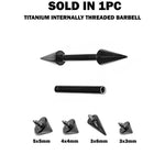Titanium Black Spike Barbell Nipple Piercing 16G 14G Internally Threaded Cones/Spike Piercing Earring, Nose Bridge, Cartilage Piercing
