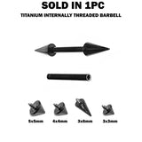Titanium Black Spike Barbell Nipple Piercing 16G 14G Internally Threaded Cones/Spike Piercing Earring, Nose Bridge, Cartilage Piercing