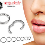 14K White Gold Septum Clicker Hoops Nose Hoop, Lip Piercing Hinged Ring - Body Jewellery - 1pc each order