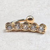 14K Gold Reverse Belly Bar, Belly Ring, Belly Button Piercing, Navel Jewellery - 14G Length 10mm - Hand Made Gold Body Jewelry Rings
