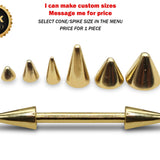 14K Solid Gold Cone/ Spike Barbell Piercing, Nipple Jewellery, Nose Bridge Barbell, Barbell Earrings