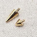 14K Solid Gold Spike Loose Part Piercing for Internally Threaded 16G Nipple Barbell Piercing, Lip Labret Studs, Horseshoe Ring