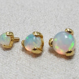 14K Gold Prong Set Opal Loose parts Replacement ball Piercing for internally threaded piercing Barbells, Labrets, Horseshoe Ring
