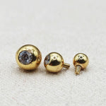 14K Gold Piercing Gem Ball Loose Parts, Replacement Ball for Internally threaded Body Jewellery piercing barbells, labrets, Horseshoe Rings