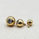 14K Gold Piercing Gem Ball Loose Parts, Replacement Ball for Internally threaded Body Jewellery piercing barbells, labrets, Horseshoe Rings