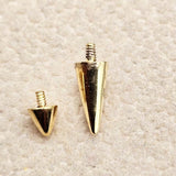 14K Solid Gold Spike Loose Part Piercing for Internally Threaded 16G Nipple Barbell Piercing, Lip Labret Studs, Horseshoe Ring