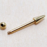 14K Solid Gold Spike Barbell Earrings, Cartilage Helix Piercing Ball and Cone Combinations - Body Piercing Also for Nipple Bar