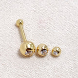 14K Solid Gold 18G Cartilage Barbell Earrings with Custom Size Gem Ball - Plain Ball Size 2.5mm - Body Jewellery - 1pc each Order