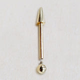 14K Solid Gold Spike Barbell Piercing, Cartilage Helix Piercing - Internally threaded - Body Piercing Also for Nipple Bar