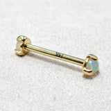 14K Solid Gold Nipple Barbell Jewellery with Opal Stone - Internally threaded - Body Piercing Also for Cartilage Earrings - 1pc each order