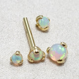 14K Solid Gold Nipple Barbell Jewellery with Opal Stone - Internally threaded - Body Piercing Also for Cartilage Earrings - 1pc each order