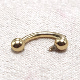 14K Solid Gold Vertical Labret Lip Barbell - Internal Threaded Also for Eyebrows, Rook Cartilage Earrings - 1pc each order