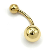 14K Solid Gold Belly Bar - 4.6 grams 14G Navel Ring - Body Piercing 10mm Belly Button Jewelry - Both Ball Screws Out