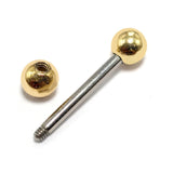 Titanium Tongue Barbells, Nipple Piercing Combined with 14K Solid Gold Balls Body Jewellery Sold as a single unit