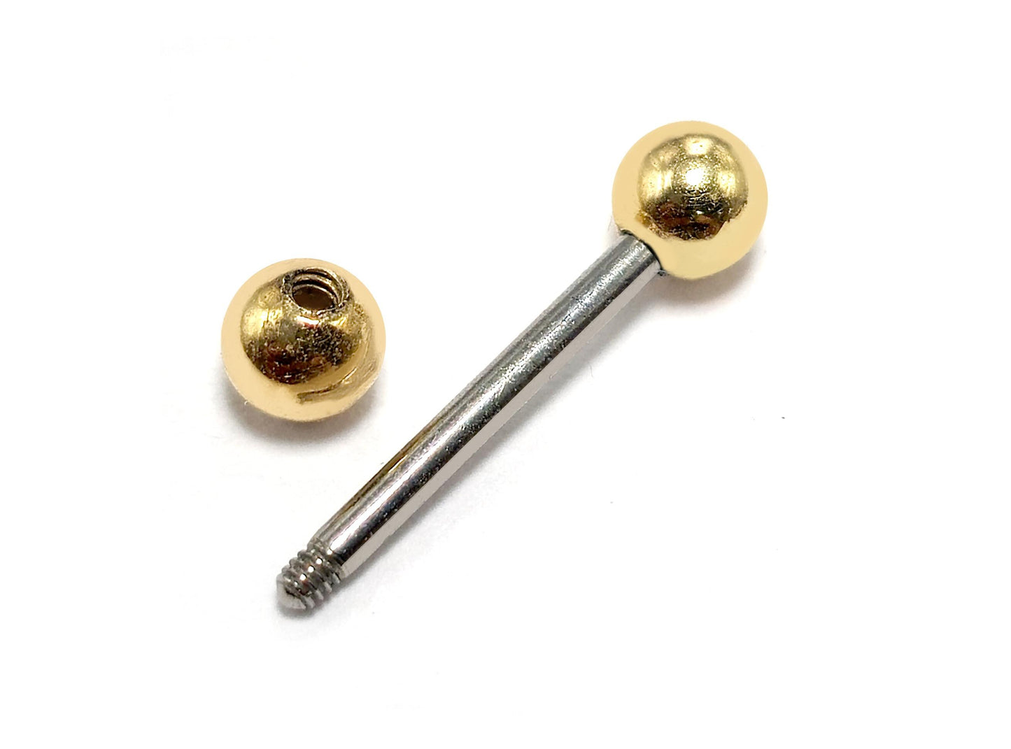 Titanium Tongue Barbells, Nipple Piercing Combined with 14K Solid Gold Balls Body Jewellery Sold as a single unit