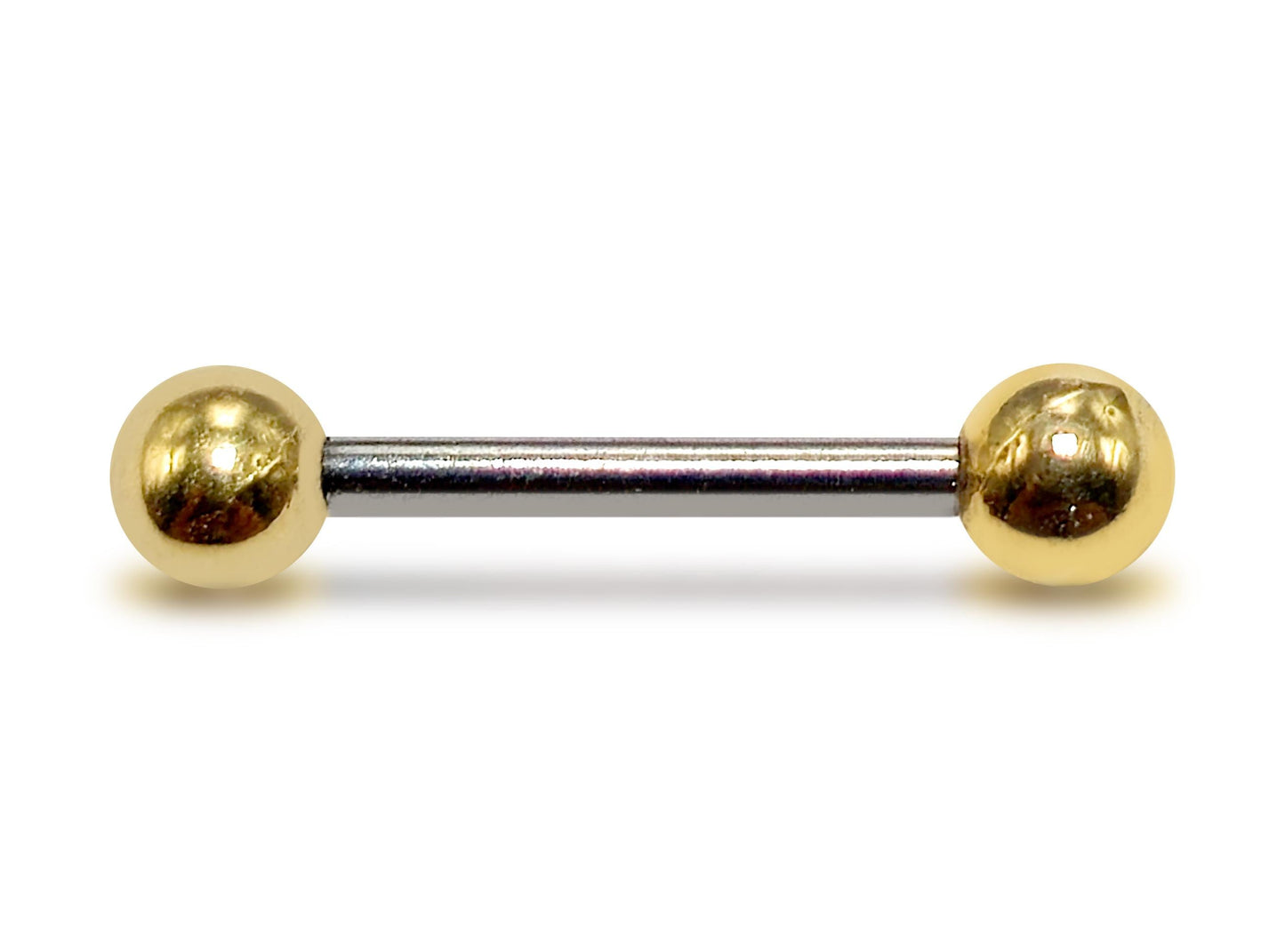 Titanium Tongue Barbells, Nipple Piercing Combined with 14K Solid Gold Balls Body Jewellery Sold as a single unit
