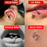 Titanium Black Spiral Barbell Lip Piercing, Helix Ring, Lip Jewellery, Tongue Ring 14G 16G size 6mm to 14mm Twister Barbell