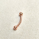 14K Rose Gold 16G Curved Barbell Piercing - 14K Gold Body Piercing for Eyebrow, Lip Studs, Rook Jewelry, Cartilage Bar