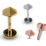 14K Gold Umbrella Top Tragus Earring, Cartilage Labret Stud Piercing - Internally Threading Body Jewellery Ear Piercing