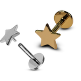 14K Gold Star Shape Tragus Earring, Cartilage Labret Studs- Internally Threading Body Jewellery Ear Piercing