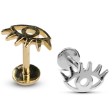 14K Gold Evil Eye Tragus Earring, Cartilage Piercing Labret Studs- Internally Threading Body Jewellery Ear Piercing