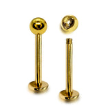 14K Gold Labret Stud Lip Piercing Jewellery, Cartilage Earring with custom ball size - 1pc each order