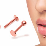 14K Rose Gold Labret Stud Lip Piercing Jewellery, Cartilage Earring with custom ball size - 1pc each order