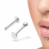 14K White Gold Labret Stud Lip Piercing Jewellery, Cartilage Earring with custom ball size - 1pc each order