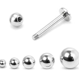 14K White Gold Labret Stud Lip Piercing Jewellery, Cartilage Earring with custom ball size - 1pc each order