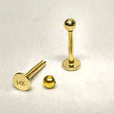 14K Gold Labret Stud Lip Piercing Jewellery, Cartilage Earring with custom ball size - 1pc each order