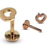 14K Gold Heart Shape Tragus Earring, Cartilage Labret Studs- Internally Threading Body Jewellery Ear Piercing