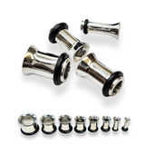 14K White Gold Plugs Ear Stretching Kit gauges, Flesh Tunnels - Single Flared - 1pc each order