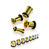14K Gold Single Flared Plugs Stretching Kit, Ear gauges, Flesh Tunnels - Lobe Plugs - 1pc each order