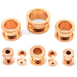 Rosegold Ear Stretching Kit, Titanium Flesh Tunnel Plugs, Threaded Tunnel Jewelry  - 2mm to 24mm Size - Ear Gauges, Ear Plugs