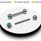 Titanium Barbell Piercing used in Nipple Jewelry, Nipple Piercing, Tongue Bar, Bridge Piercing, Barbell Earring with Multiple Gem CZ Crystal