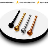 Titanium Nose Stud Ball Nose Piercing, Nose Pin 20G Ball size 2mm Small Nose Ring, Bone Nose Stud Ball End