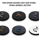 Titanium Black Spiral Barbell Lip Piercing, Helix Ring, Lip Jewellery, Tongue Ring 14G 16G size 6mm to 14mm Twister Barbell