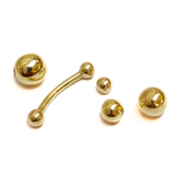 14K Solid Gold Belly Bar - 16G 14G Navel Ring - Body Piercing 10mm Belly Button Jewelry - Both Ball Screws Out