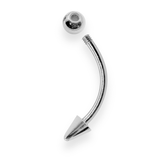 14K Solid Gold Spike Vertical Labret Stud Lip Piercing Curved Barbell - Gold Body Jewellery for Eyebrows and Ear Piercings- 1pc Each Order