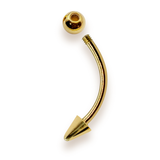 14K Solid Gold Spike Vertical Labret Stud Lip Piercing Curved Barbell - Gold Body Jewellery for Eyebrows and Ear Piercings- 1pc Each Order