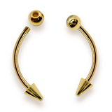 14K Solid Gold Angel Fang Lip Piercing 16g Curved Barbell Ball and Spikes Body Jewellery Vertical Angel Bites- 1pc each order